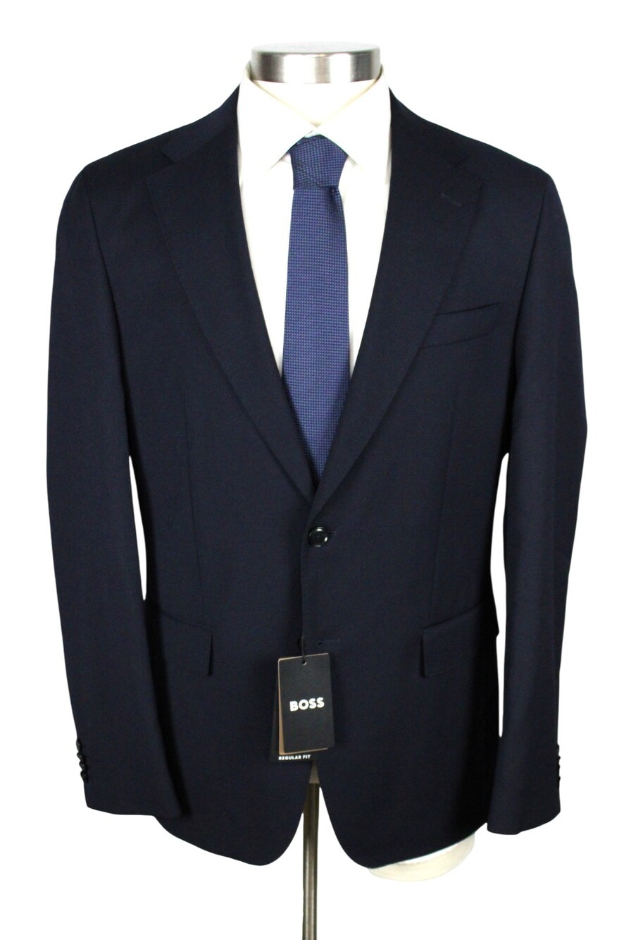 Hugo Boss Hutson Sport Coat 42 R Mens Regular Fit Dark Blue Stretch Wool Blazer